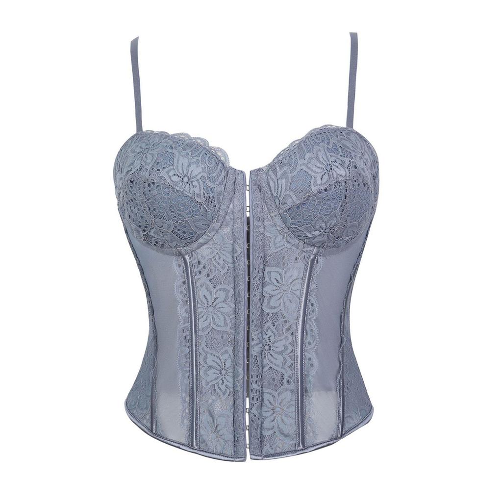 Women's  Sexy LaceBack Zip Corset Top Bustier G-string Body Shapewear