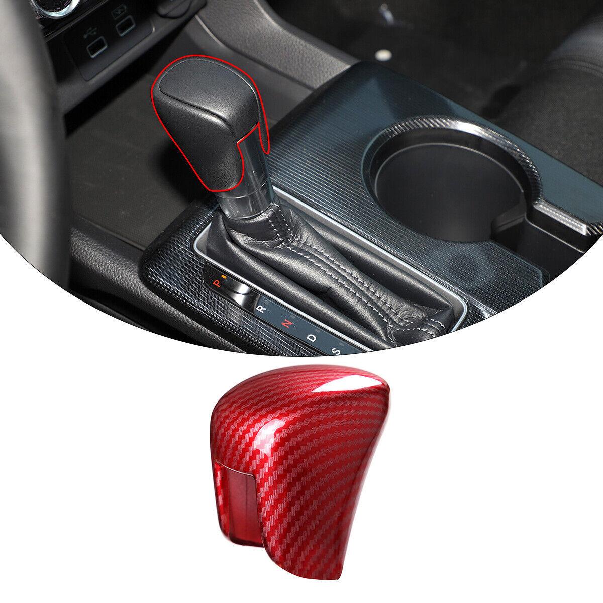 ABS Red Fiber Gear Shift Head Cover Decorate Trim For Honda Civic 11th -