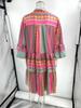 2023 European & American Autumn V-Neck Print Dress with Three-Quarter Sleeves for Women