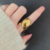Gold Plated Big Waterdrop Geometric Statement Ring for Women Rust Proof Metal Trendy Jewelry Accessories New CLE