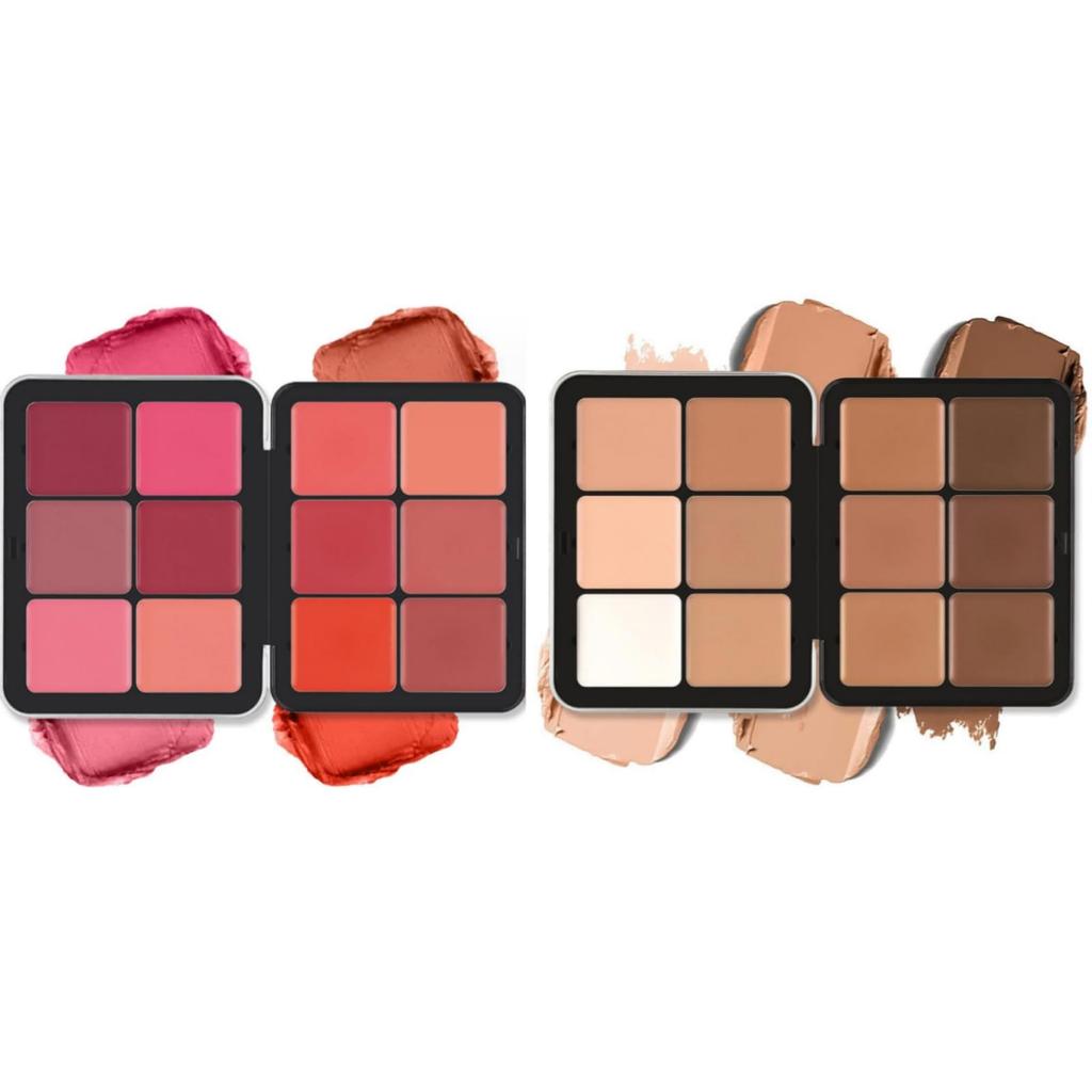 Paleta de Corretivos com 12 Cores e Paleta de Blush com 12 Cores, Maquiagem de Cobertura Total, Longa Duração, À Prova de Manchas, Aparência Natural, Misturável, Blush com Acabamento Matte