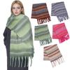 Winter Scarf For Women Cashmere Warm Striped Pashmina Blanket Wraps Thick Soft Bufanda Scarves Tassel Shawls Long Poncho Echarpe
