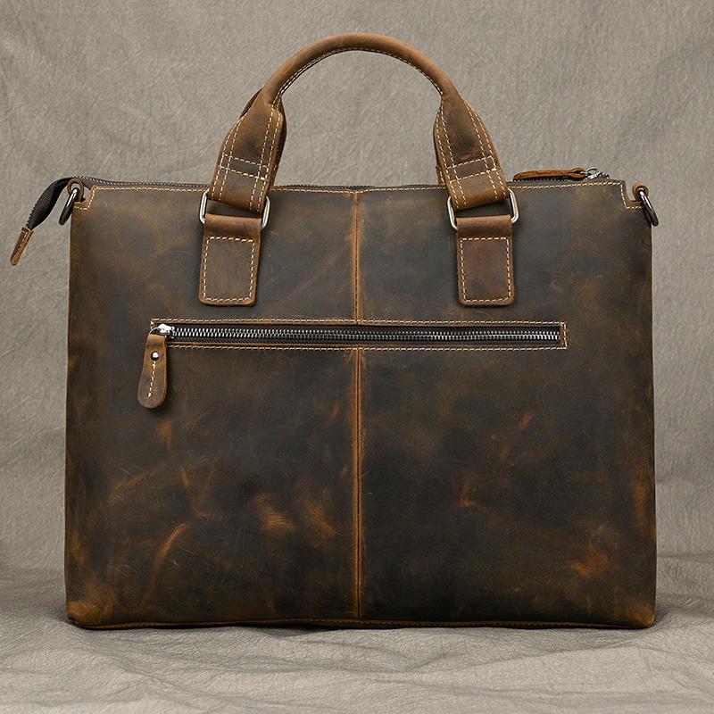 Fashion Crazy Horse Leather Briefcase Bag Men Laptop Bags Men OfficeTote Bag Cow Leather Handbag A4 Portfolio Men's Hand Bags