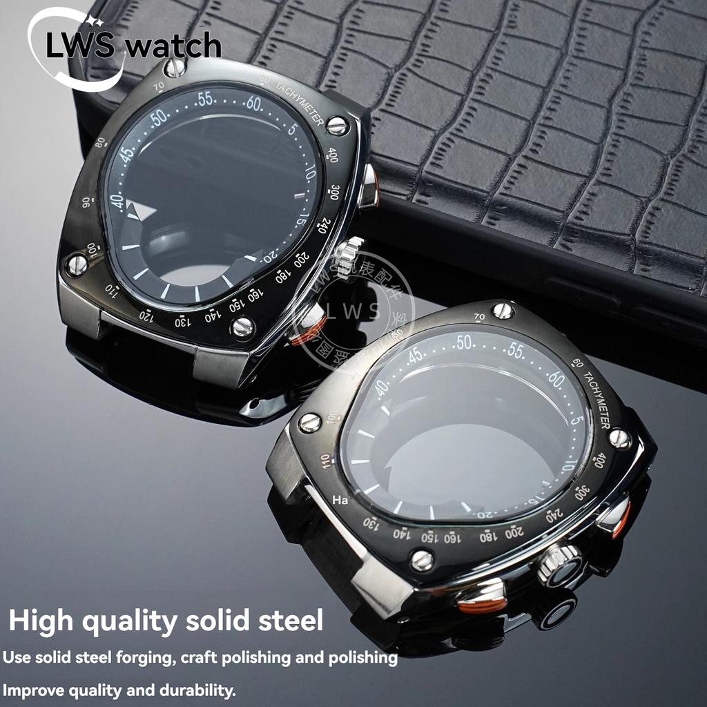 מארז נירוסטה לשעון לסדרת Seiko Sportura SNL017 SNA595 029P2/021P1 שינוי טבעת קלה שחורה עם מעטפת זכוכית