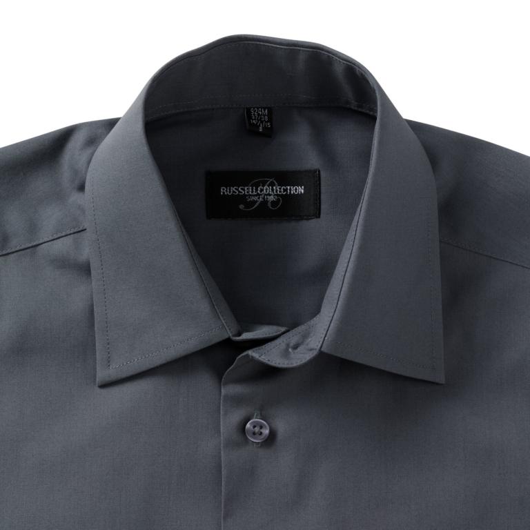 Russell Collection Mens Long Sleeve Poly-Cotton Easy Care Tailored Poplin Shirt
