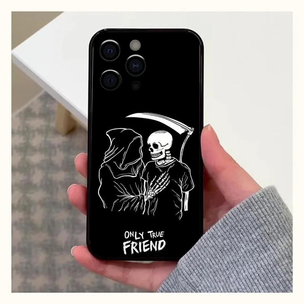 Memento Mori Phone Case For Apple iPhone 15,14,13,12,11,Pro,X,XS,Max,XR,Plus,Mini Soft Black Cover