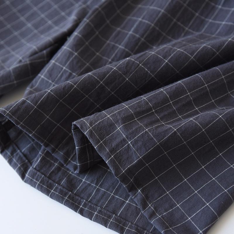 Zomer Pyjamaset voor Koppels: Dames Geruite Katoenen Korte Mouw & Korte Broek, Heren Casual Grote Maat Homewear