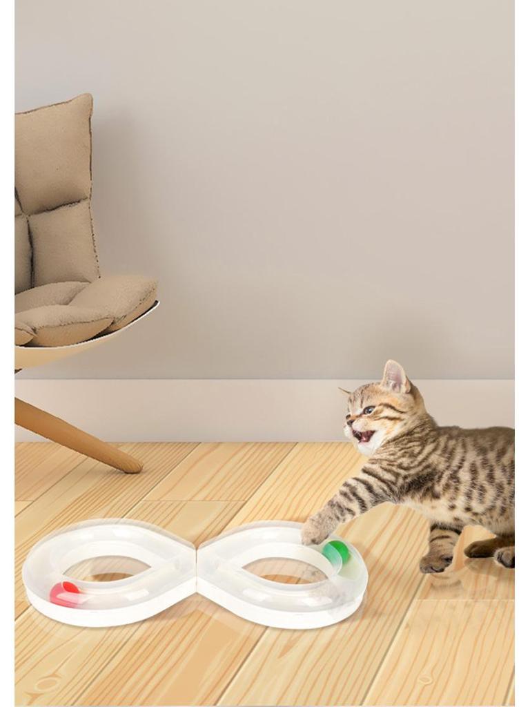 Self-Playing Cat Turntable Toy with Automatic Teasing Stick & Track Ball for Boredom Relief