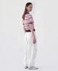 CUTZ Crochet Stripe Open Collar Knit