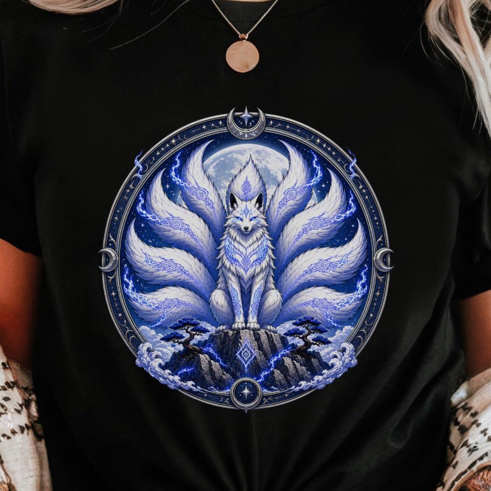 Nine Tailed Fox Spirit Shirt | Kitsune Moon Guardian Tee S