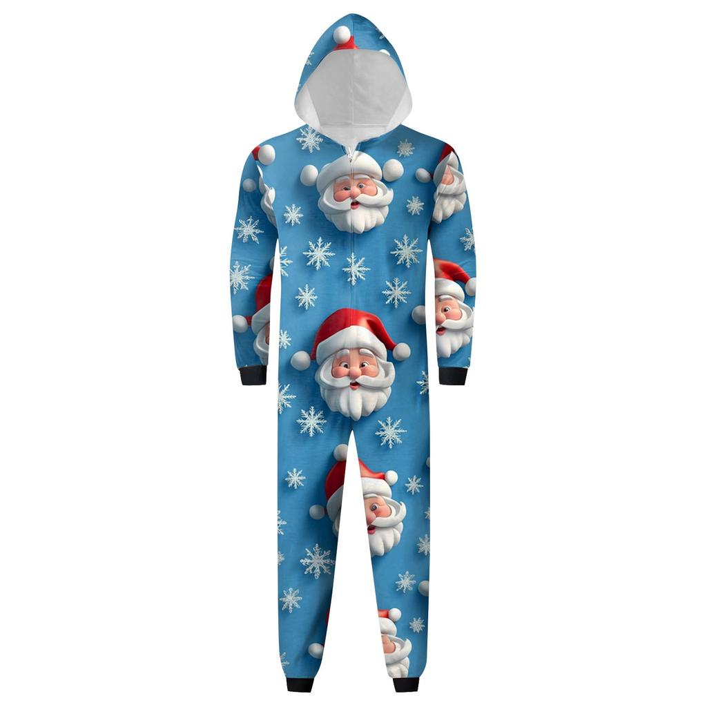 Weihnachtsdruck Eltern-Kind-Outfit Kapuzenreißverschluss Einteiliges modisches Heimanzug-Set