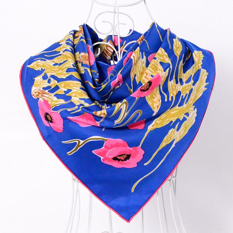 [BYSIFA]Autumn Winter Twill Large Square Pink Twill Scarves Headscarves 90*90cm Fashion Accessories Ladies Multi Head Scarf Cape