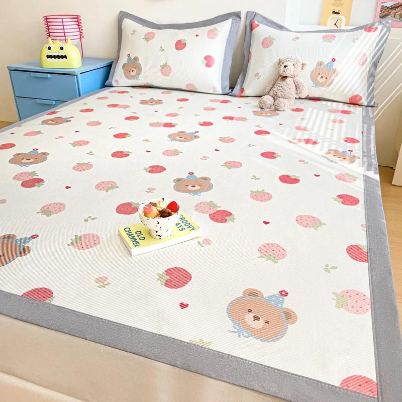 Premium End Animated Ice Silk Bed Mat Summer Cool Down Sleeping Mat Bed Adult Child Washable Cooling Bed Pad and Pillowcases
