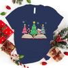 New Christmas Books Graphic Print T-Shirt Women Fashion Round Neck Loose Tee Shirt Streetwear Casualharajuku T-Shirt