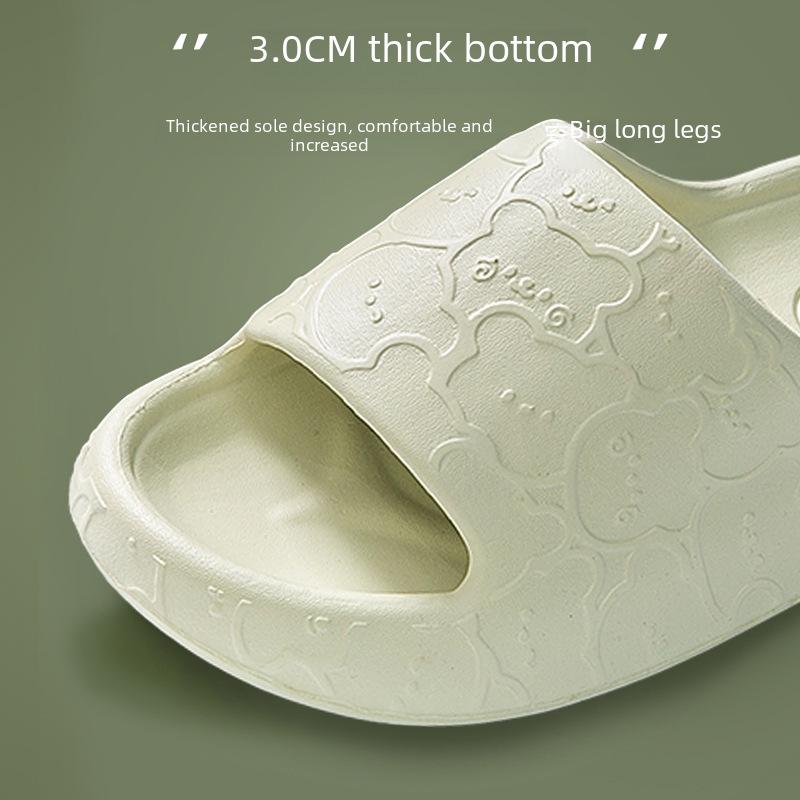 Pantoufles d'intérieur d'été antidérapantes et résistantes aux odeurs pour femmes et hommes avec motif d'ours de dessin animé pour la salle de bain