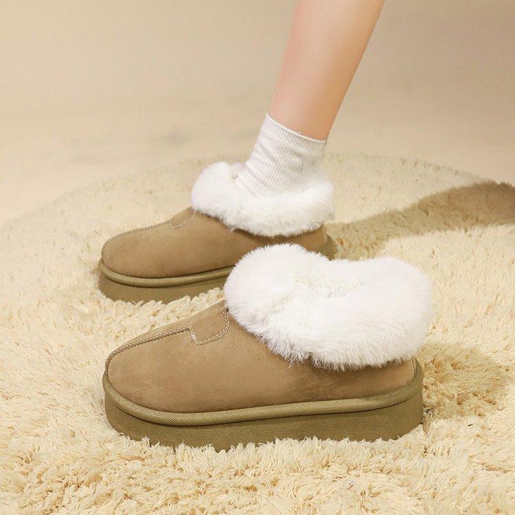 Small thick-soled snow boots women's velvet and thicker 2025 new winter one-pedal fluffy shoes Northeast cotton shoes
