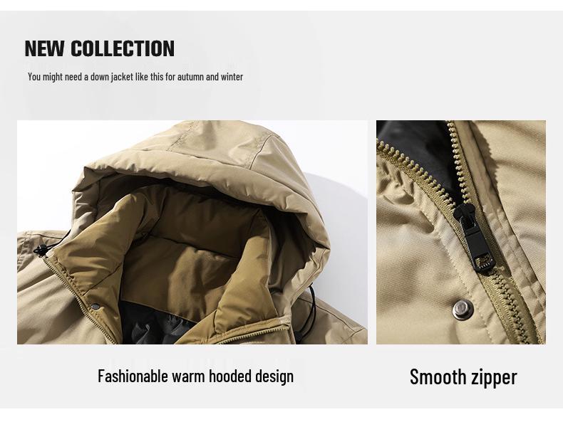 Men's Plus Size Hooded Padded Down Jacket - Fleece Lined, Thick, Warm, and Cold Resistant Winter Coat