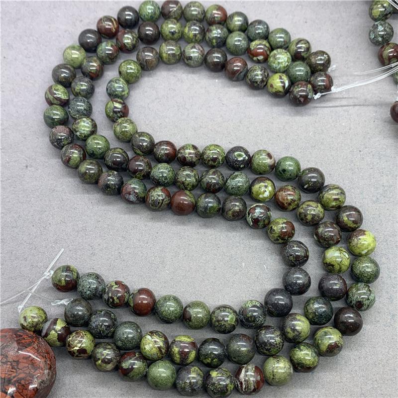 Natural Stone Gemstone  Bloodstone Round Loose Beads DIY Bracelet Necklace Accessories