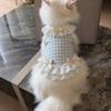 Breathable Pet Dog Vest Bow Lace Design Cat Checkered Clothes Pet Lace Skirt  Daily Wear