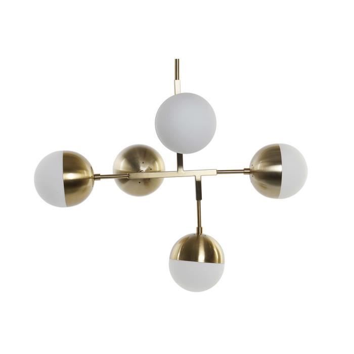Suspension - DKD Home Decor - Métal Verre Doré - 74 X 52 X 168 Cm - E14 - 2 Ampoules Nécessaires