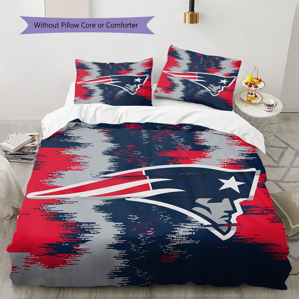 New England Patriots Pattern Bedding Quilt Set Home Decoration Gift (1 * Duvet Cover + 2 * Pillowcase Without Core)