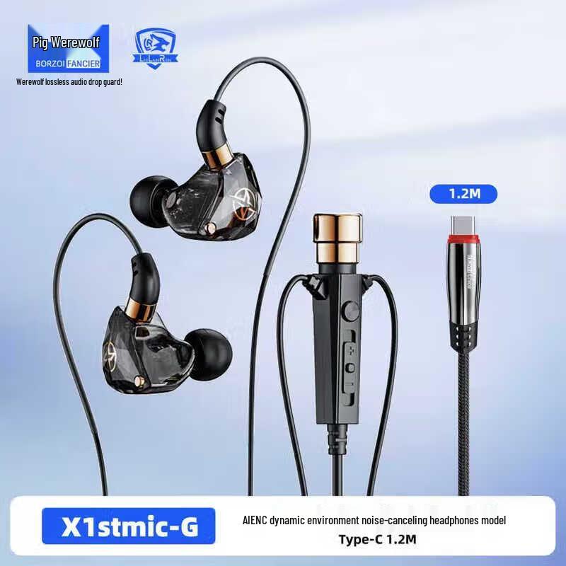 

Hunter Wolf Wired Ear-Hook Headset with ENC Noise Reduction