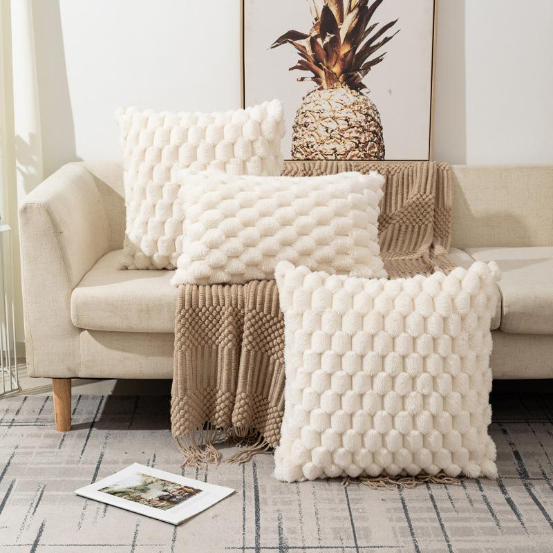 Snowflake Velvet Pillow Cover - Solid Color Decorative Cushion for Sofa or Bed