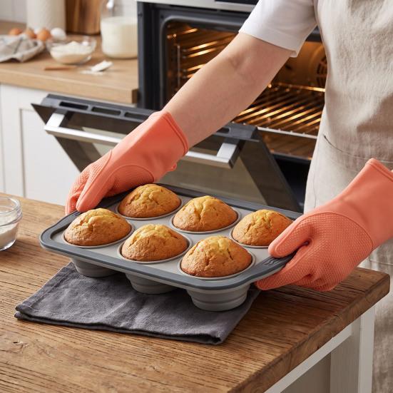 Cupcake Maker Mold Silicone Muffin Pan for Baking, 6/12-Cavity Easy Release Cake Flexible Baking Cups Mold, Food Grade Nonstick Kitchen