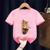 Three Little Cats Are Secretly Watching You Print Kids Tshirt for Boys Girls Tee Clothes Casual Pure Short Sleeved Cartoon Top
