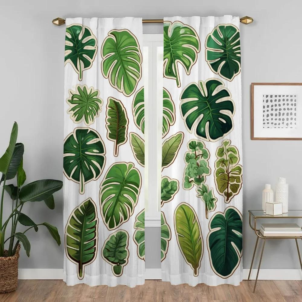 Green Plant Turtle Back Bamboo Window Curtain for Room 2 Panel Curtains for Bedroom Halloween Decoration Partition Shades Living