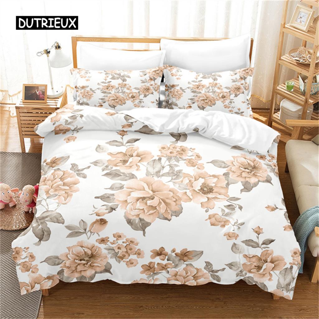 Flower Bedding Set Tropical Plants European Vintage Flower Duvet Cover Bedroom Gorgeous Bedding for Women Girl Gift Decorations