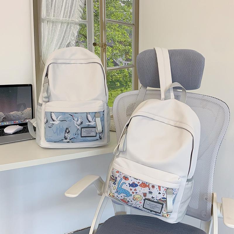 Schoolbag School Bag Neutral Large Capacity Simple Backpack Korean Edition Fashion Backpack Student Male Female Campus High School School Bag