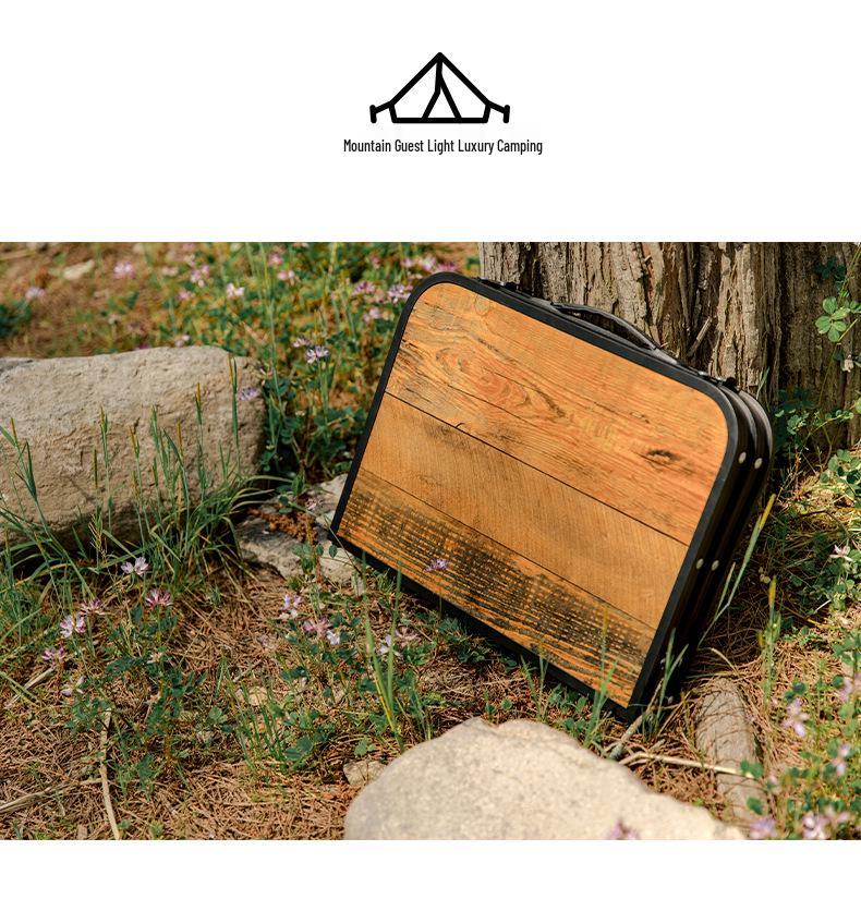 Retro Portable Folding Table for Outdoor Camping and Self-Driving Tours