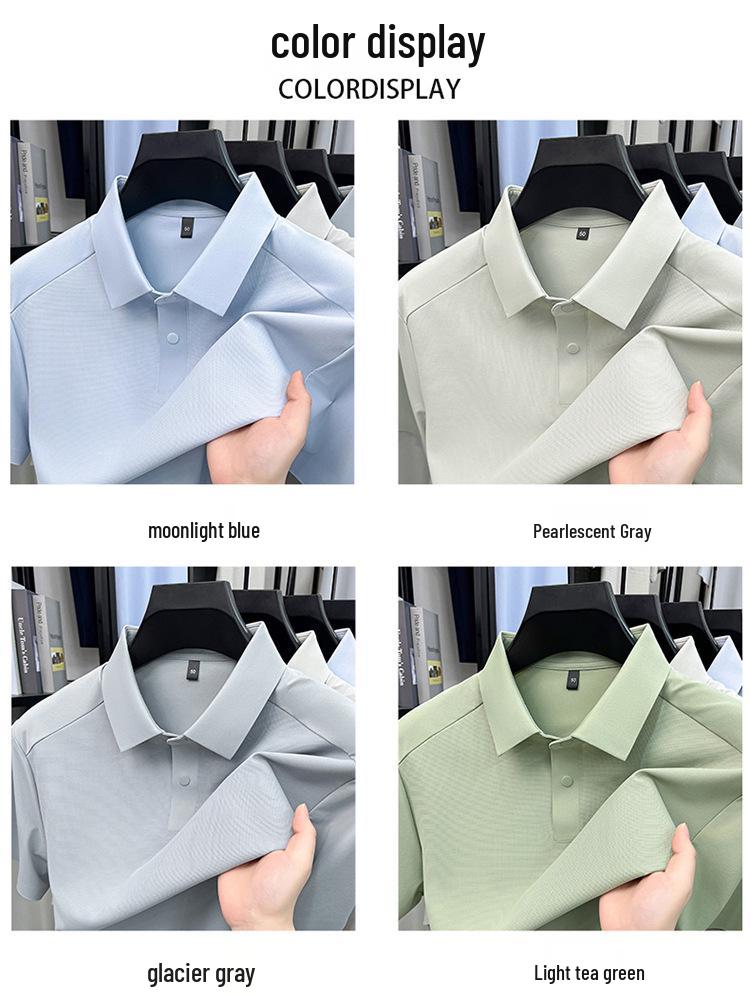 2026 Herren Sommer Kurzarm Kühl Sonnenschutz Poloshirt - Lässig und Vielseitig Einfarbige für Pendler mittleren Alters
