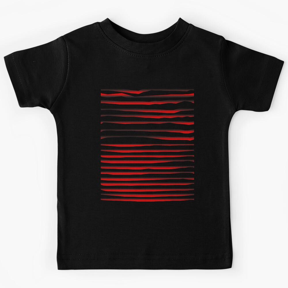 Black and Red Stripe Organic Pattern | Dark Minimal Alt Aesthetic Kids T-Shirt 170