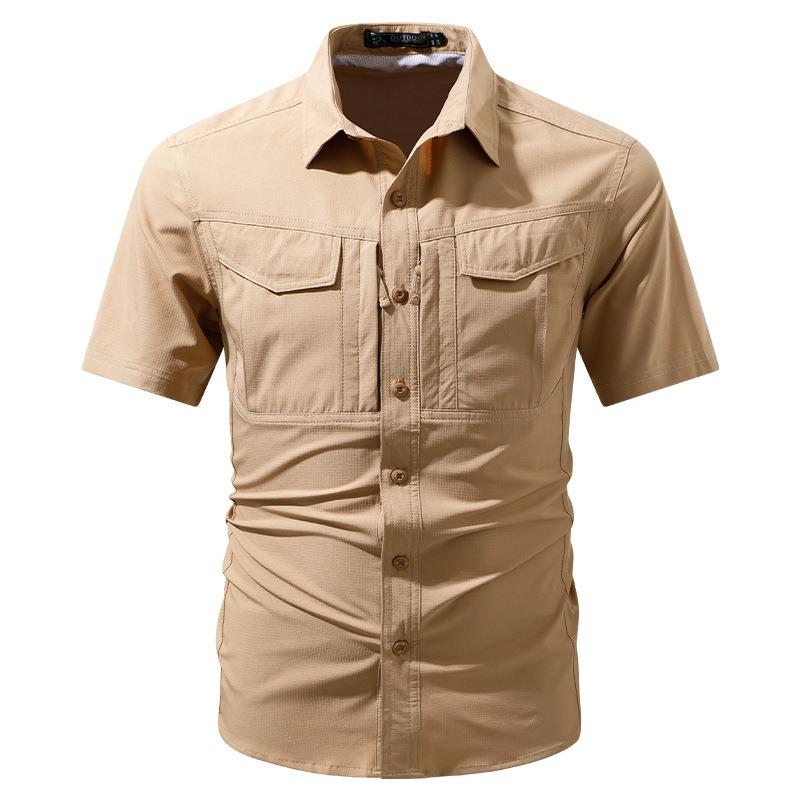 Men's 2026 Summer New Quick Dry Workwear Short Sleeve Shirt, Thin Loose Fit Outdoor Casual Half Sleeve Shirt, Trendy Style