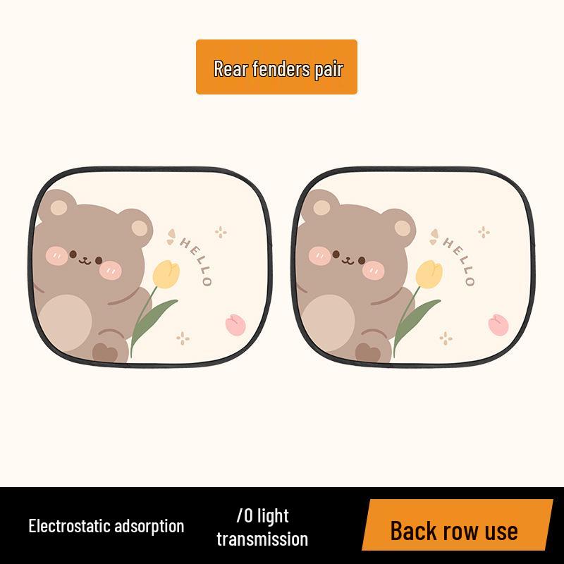 Cartoon Car Sunshade - Cute Electrostatic Heat Insulation Blocker for Summer