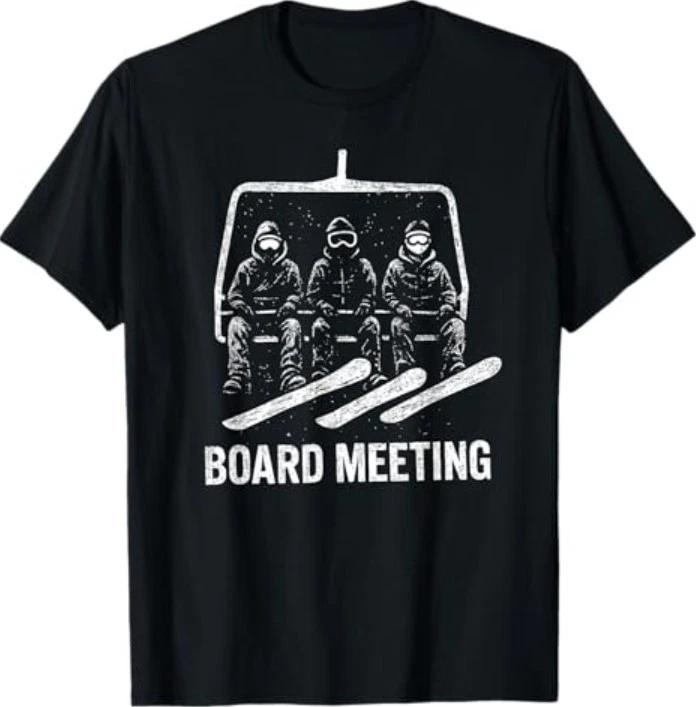 Snowboard Board Meeting Ski Lift Skier Winter Sports T-Shirt M
