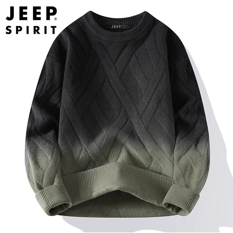 JEEP SPIRIT Men's Gradient Round Neck Sweater