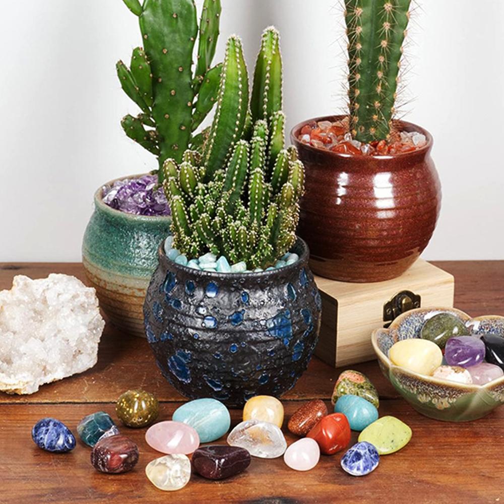 Natural Crystal Rolling Stone 2-3Cm Gravel Tumbled Stone Healing Crystal Topaz Polished Rolling Stone Aquarium Flowerpot Decorte