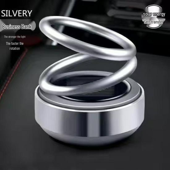 Solar-Powered Rotating Double Ring Aluminum Car Air Freshener and Interior Ornament