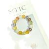 Handmade French Style Bracelet Women With Natural Yellow Fluorite Gold Foil Resin Flower Lemon Quartz Beads 12mm