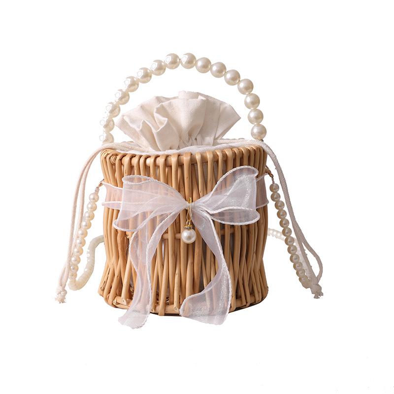 

Willow Rattan Woven Wedding Basket Wicker Half Moon Storage With Handle Sturdy Flower Girls Baskets Home Picnic Sundry Container