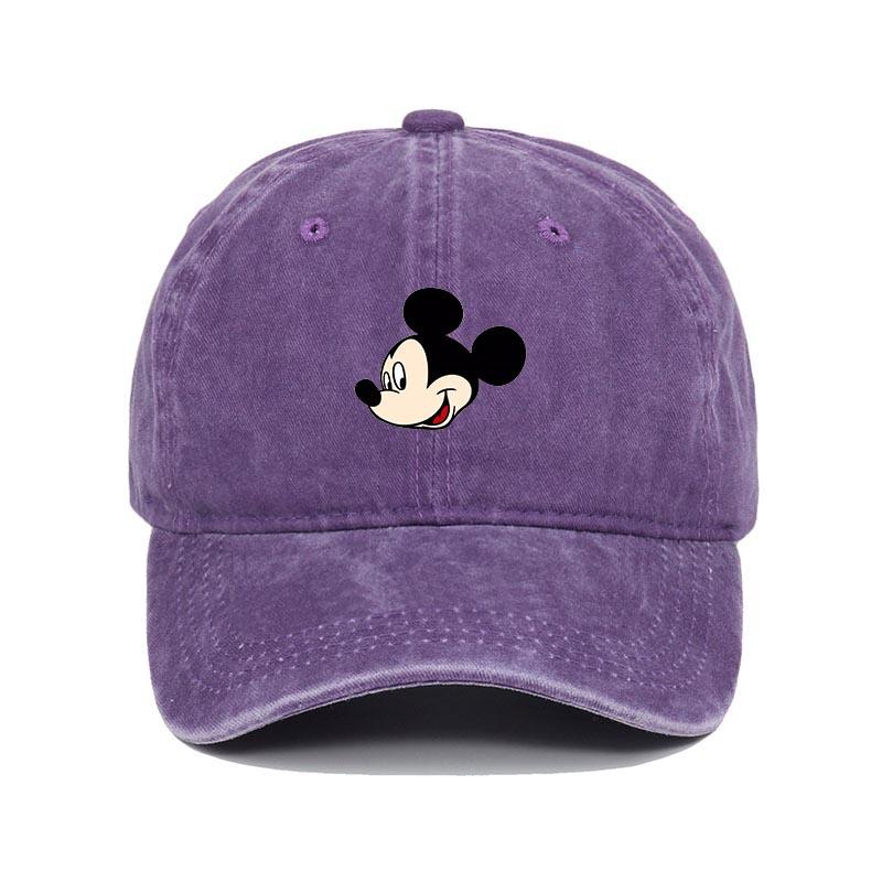 Retro Washed Mickey Mouse Print Baseball Cap Men Women Vintage Kpop Snapback Cap Adjustable Breathable Trucker Hat Sunscreen Hat