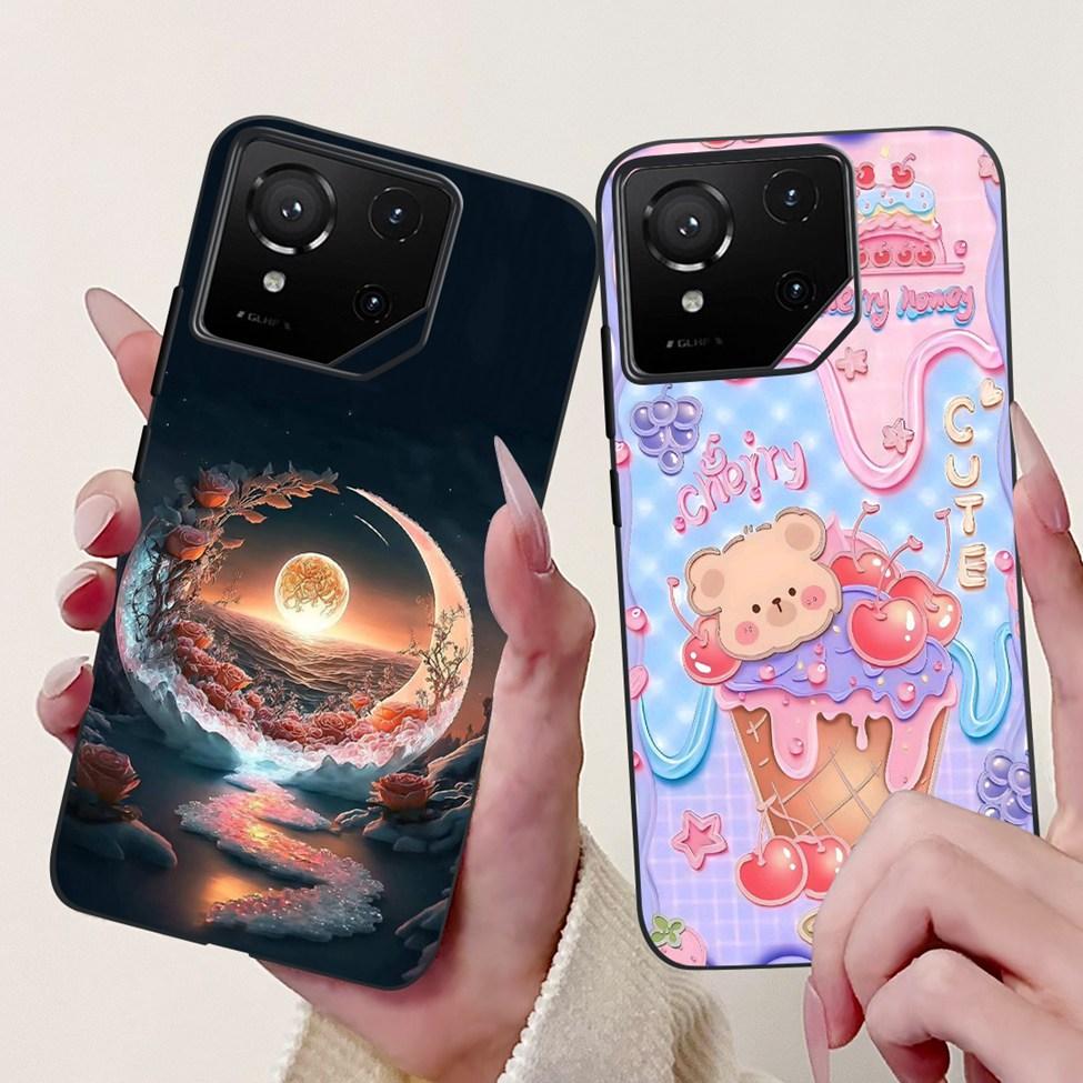 For Asus ROG Phone 9 Pro Back Cover For Asus ROG Phone 9 Case Silicone Cute Cat Luxury Love Funny Painted Shockproof Bumper
