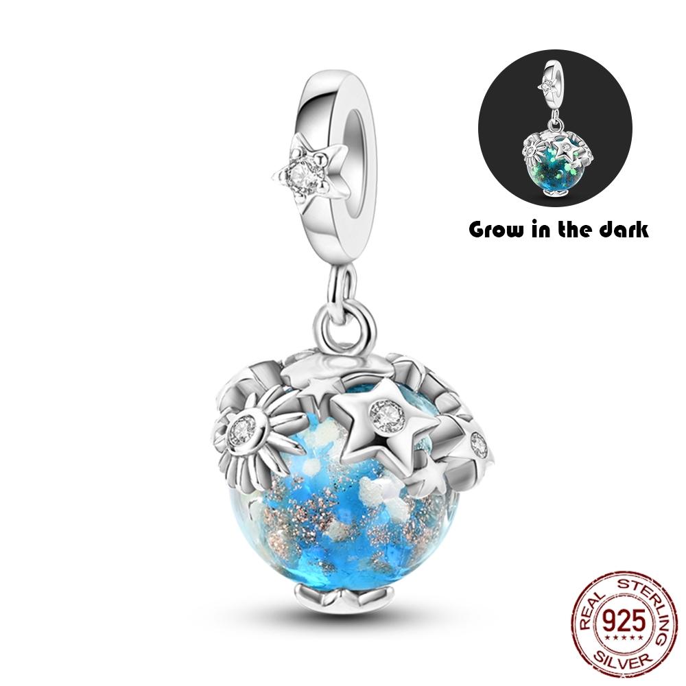 925 Silver Glow in the dark Firefly Honeybee Star Charms Beads Fit 925 Original Bracelets Fine DIY Jewelry Gift Women