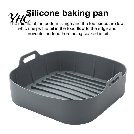 Easy To Clean Air Fryer Silicone Liner Baking Pan Liners with Handles Food-Grade Oven Square Airfryer Non-Stick Reusable Accessories for 4-6 Qt Fryers