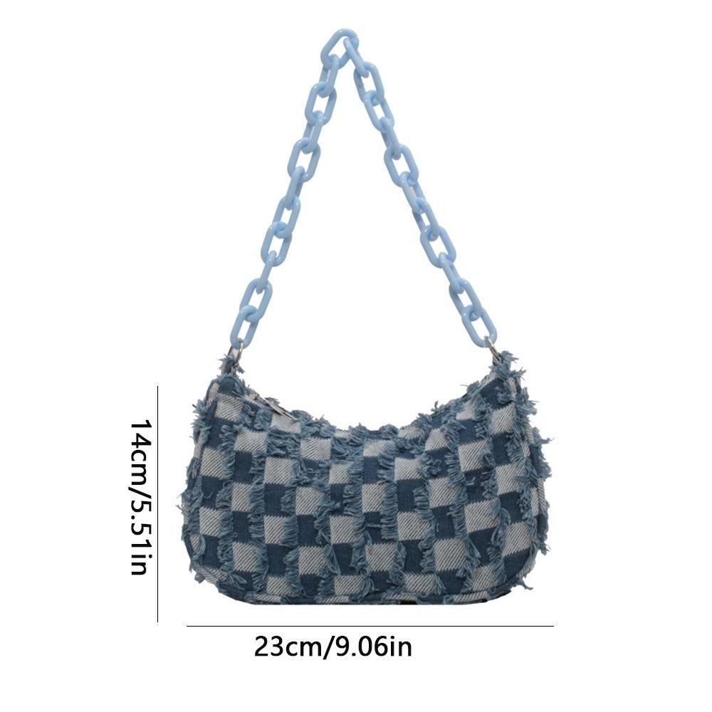Chessboard Chain Handbags Contrast Color Shoulder Bag Fashion Plaid Underarm Bag  Streetwear