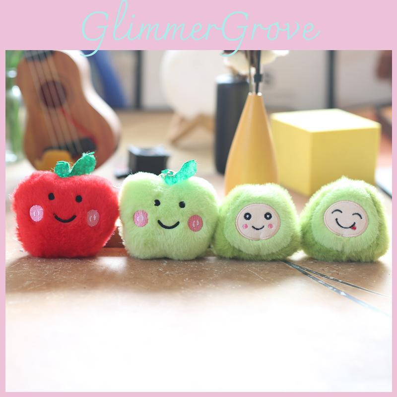 Fruit Plush Keychain Bag Charm Smiling Avocado Apple Pp Cotton Super Soft Stuffed Toy Gift For Kids