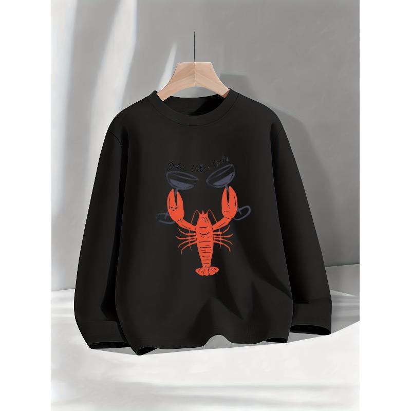 Kids Sweatshirt Casual Fashion Cotton Crew Neck with Lobster Graphic, Simple Everyday Kids' Sweatshirt